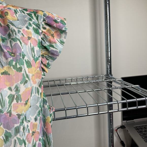 Banana Republic Women's Floral Ruffle Midi Dress Size M Demure Feminine Fairy - Picture 8 of 10